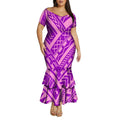 High-Quality Polynesian Women'S Short-Sleeved Fitted Dress Samoan Short-Sleeved A-Line Fish-Tail Skirt 2026 New Style Tight Fit