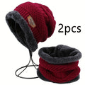 Winter Hat for Men Women Beanie Hats Scarf Glove Earmuff Set Thick Warm Slouchy Beanies Hat for Boy Girl Cap