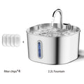 ZYFeeder 2.2L Automatic Water Fountain Stainless Steel Pet Water Feeder Cat/Dog Drink