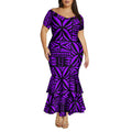 High-Quality Polynesian Women'S Short-Sleeved Fitted Dress Samoan Short-Sleeved A-Line Fish-Tail Skirt 2026 New Style Tight Fit