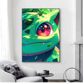 AZNM Squirtle Water Splash Effect Anime Canvas Wall Print, Popular Game Character Art Poster, Unframed Canvas Painting for Kid