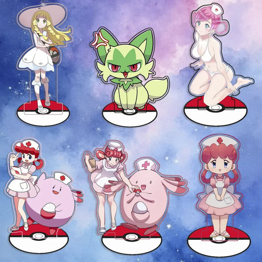 Recycled Acrylic Standees for Pokemon Sprigatito Chansey Blissey Desk Decoration Decorative Creativity Cute Gift 15cm