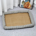 Square Summer Cooling Sleeping Dog Bed for Large Dog Cushion Spring Breathable Antislip Cat Bed Bamboo Cat Mat Pet Bed for Dog