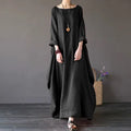 Plus Size Loose Linen Long Dress New Of The Season Cross-Border Wish Bestseller Maxi Skirt Knitted Princess Sleeve