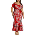 High-Quality Polynesian Women'S Short-Sleeved Fitted Dress Samoan Short-Sleeved A-Line Fish-Tail Skirt 2026 New Style Tight Fit