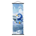 Pok mon Piplup Art Scroll Hanging Poster, Hi - Qual., Cute Anime Wall Decor, Show Adorable Look for Fans, Vivid Design for Home