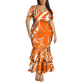High-Quality Polynesian Women'S Short-Sleeved Fitted Dress Samoan Short-Sleeved A-Line Fish-Tail Skirt 2026 New Style Tight Fit