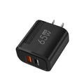 65W GaN USB PD Fast Charger Plug Type C Quick Charge 3.0 Phone Wall Adapter Portable Travel Charger For iPhone 16 Xiaomi Samsung