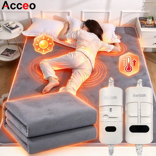 220V Thicker Electric Blanket with Automatic Thermostat,Heated Body Warmer Thermal Mattress for Bedroom,Soft Heating Blanket