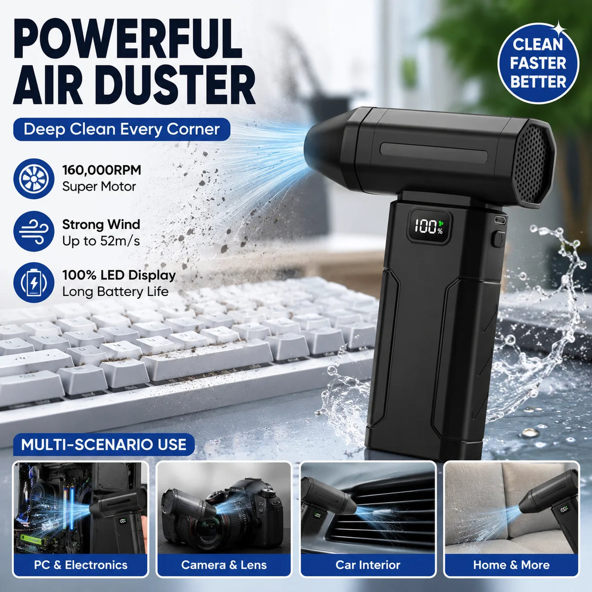 X8 Brushless Turbo Jet Fan Blower 150000RPM Powerful Electric Air Blower Vacuum Dust