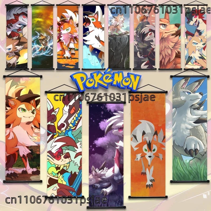 High - Quality Lycanroc Pok mon Scroll Artworks Collection - Elevate Your Space with Stunning Pok mon Decor