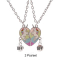2 Pcs/set Best Friends Pendant Necklace For Woman Magnetic Adjustable Rainbow Daisy Lover Broken Heart Chain BFF Jewelry Gifts