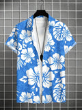Men Retro Grid Skull Crossbone Print Hawaiian Shirt Beach Aloha Blouse Multiple Styles Available