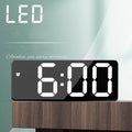 Acrylic/Mirror Digital Alarm Clock Voice Control Snooze Night Mode Table Clock 12/24H