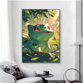 AZNM Squirtle Water Splash Effect Anime Canvas Wall Print, Popular Game Character Art Poster, Unframed Canvas Painting for Kid