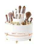360 Rotating Makeup Organizer Plastic Cosmetic Storage 5 Compartments Multi-Functional