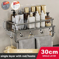 30/40/50CM Punch-Free Bathroom Shelf Shampoo Rack Aluminum Shower Organiser Without Drilling Toilet Shelf Bathroom Accessories