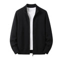 New Mens Zipper Knitted Cardigan Jumper Relaxed Stand Neck Knit Warm Overcoat Winter Baggy Fit Outer Garment for Males Pullovers