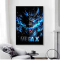 AZNM Squirtle Water Splash Effect Anime Canvas Wall Print, Popular Game Character Art Poster, Unframed Canvas Painting for Kid