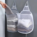 Foldable Storage Laundry Basket Organizer Dirty Clothes Mesh Bag Household Wall-mounted