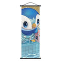 Pok mon Piplup Art Scroll Hanging Poster, Hi - Qual., Cute Anime Wall Decor, Show Adorable Look for Fans, Vivid Design for Home