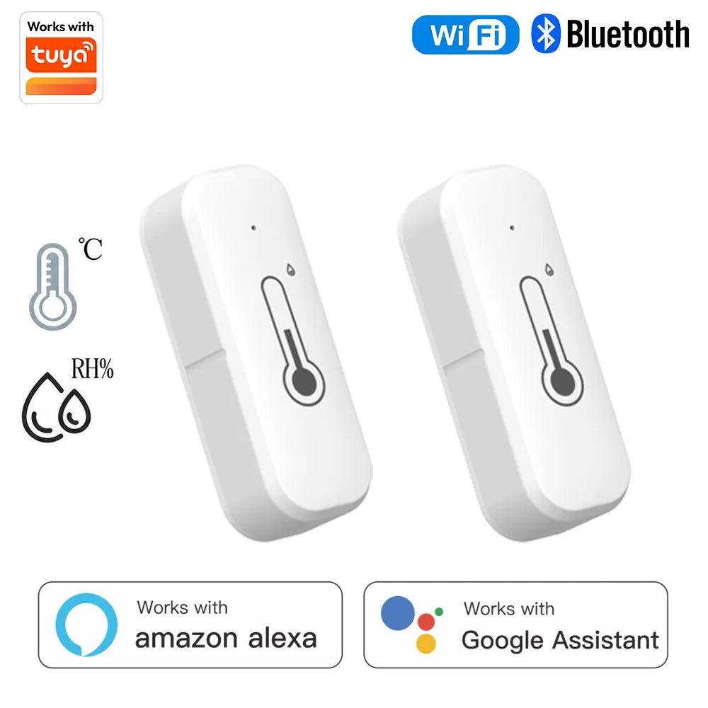 Tuya Temperature and Humidity Sensor with Wi-Fi and Bluetooth Connectivity, Temperature Monitoring and Smart Integration
