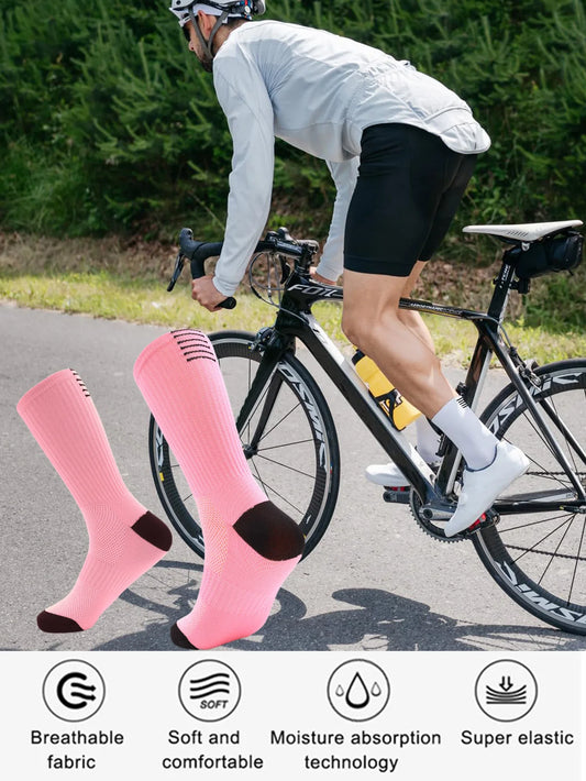 1 Pair Cycling Socks Compression Athletic Crew Running Socks Mens Womens Hiking Riding