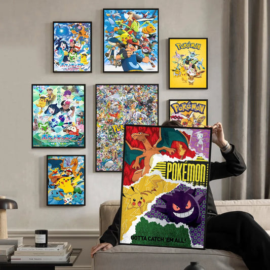 Anime P-Pokemon Peripherals Roles Vintage Posters Sticky Retro Kraft Paper Sticker DIY Room Bar Cafe Kawaii Room Decor