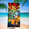 Pokemon Starters & Pikachu Beach Towel, Anime Super Soft Quick-Dry Bath Towel