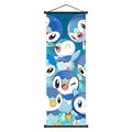 Pok mon Piplup Art Scroll Hanging Poster, Hi - Qual., Cute Anime Wall Decor, Show Adorable Look for Fans, Vivid Design for Home