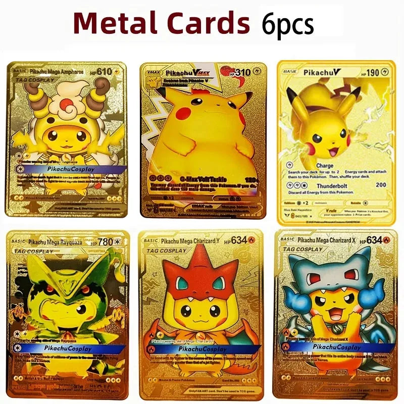 Cart o de metal pok mon 10000 pontos arceus charizard raichu super cart o dourado ingl s mewtwo vmax gx ex presente de natal
