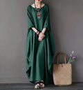 Plus Size Loose Linen Long Dress New Of The Season Cross-Border Wish Bestseller Maxi Skirt Knitted Princess Sleeve