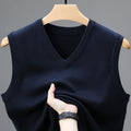 New Spring Autumn 6 Wool Sleeveless Cashmere Vest Men Work Sweater Solid Color Knitted Male Waistcoat High Quality Pullover