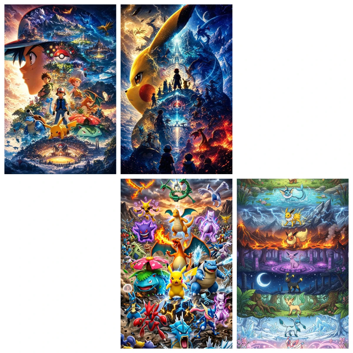 500/1000/1200/2000PCS Jigsaw Puzzles Anime Pok mon Characters Family Activity Games for Gameroom Bedroom Home Decor Gift