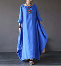 Plus Size Loose Linen Long Dress New Of The Season Cross-Border Wish Bestseller Maxi Skirt Knitted Princess Sleeve