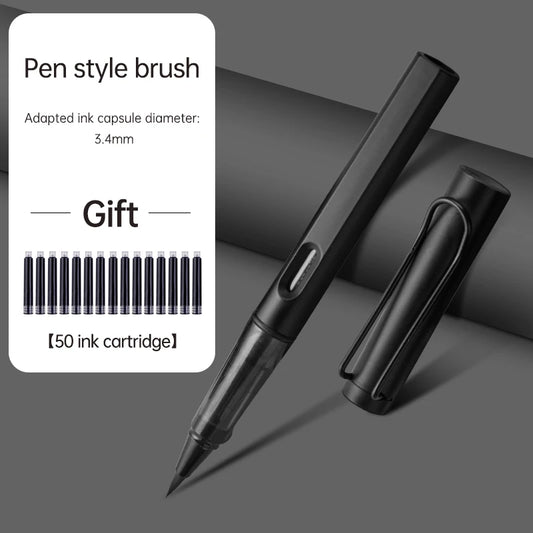Fountain Brush Pen Set with 50 Ink Refills, Smooth Writing Pen Style Brush for Artists, Students, Office & Gift