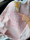 Korean Style Chic Embroidered Oversized Fleece Hoodie Women's Autumn Winter Thickened Cotton Sweatshirt Trendy Collar