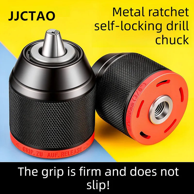 1pc Metal Keyless Drill Chuck,0.8~10mm1.5~13mm,3Jaw Ratchet Self-Lock Chuck,For Electric Hand Drill,Cordless Drill&Lithium Drill
