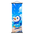 Pok mon Piplup Art Scroll Hanging Poster, Hi - Qual., Cute Anime Wall Decor, Show Adorable Look for Fans, Vivid Design for Home