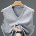 New Spring Autumn 6 Wool Sleeveless Cashmere Vest Men Work Sweater Solid Color Knitted Male Waistcoat High Quality Pullover