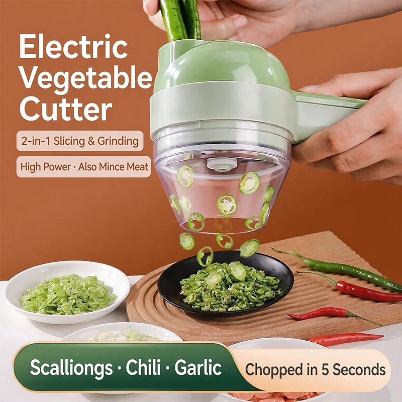 Electric Wireless Vegetable Cutter Hand-held Onion Ginger Garlic Pressing Slicer Home Diced Tools With Garlic Paste Minced Meat