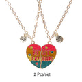2 Pcs/set Best Friends Pendant Necklace For Woman Magnetic Adjustable Rainbow Daisy Lover Broken Heart Chain BFF Jewelry Gifts