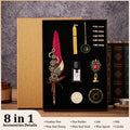 5color Machine Feather Dip Pen Set,Replaceable 5 Nib,Ink-Containing,Creative Quill