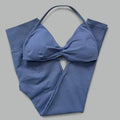 2-Piece Set Women's Seamless Clean (No Logo) Yoga Set, Halter Neck Sports Bra & High-Waisted Lifting Leggings for Gym Workouts