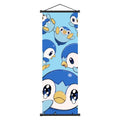 Pok mon Piplup Art Scroll Hanging Poster, Hi - Qual., Cute Anime Wall Decor, Show Adorable Look for Fans, Vivid Design for Home