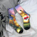 Men's Socks Pokemon Characters Stockings Anti Bacterial Comfortable Socks Winter Gothic Pattern Skateboard Socks