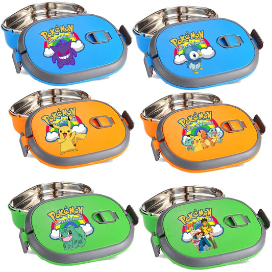 Pok Mon Boy Girl Stainless Steel Lunch Boxes Cartoon Anime Children Bento Box School Student Food Container Lunch Box New