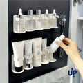 5-grid Wall-mounted Cosmetic Storage Rack Plastic Punch-free Bathroom Shelf Cuttable