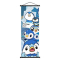 Pok mon Piplup Art Scroll Hanging Poster, Hi - Qual., Cute Anime Wall Decor, Show Adorable Look for Fans, Vivid Design for Home