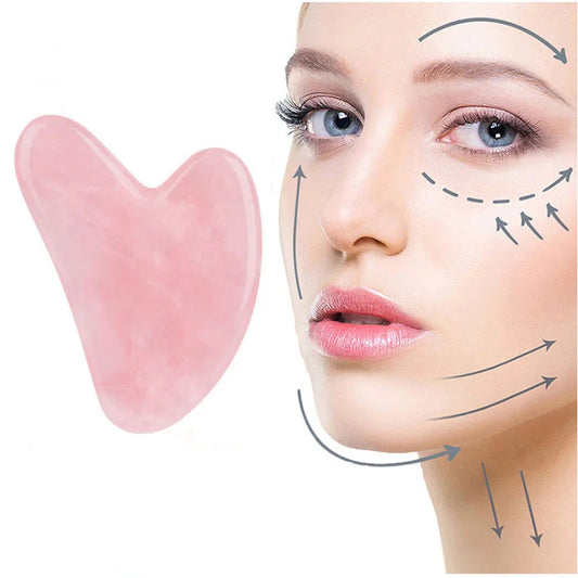 Gua Sha Massage Board for Face Rose Pink Guasha Plate Jade Face Massager Scrapers Tools